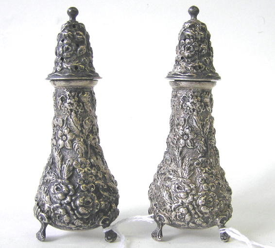 Pair Stieff Sterling Silver Salt Pepper Casters