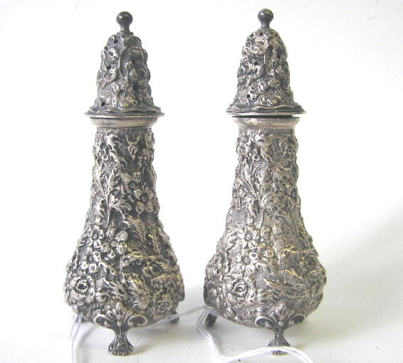 Pair Stieff Sterling Silver Salt Pepper Casters
