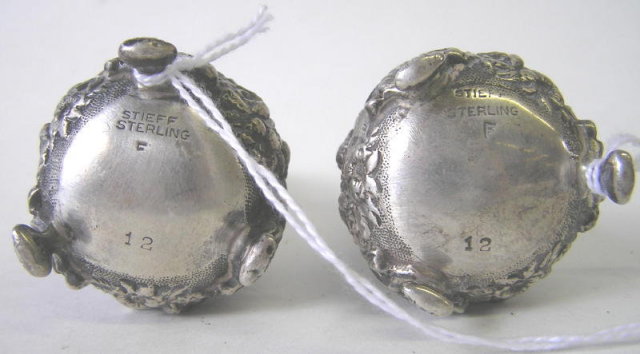 Pair Stieff Sterling Silver Salt Pepper Casters