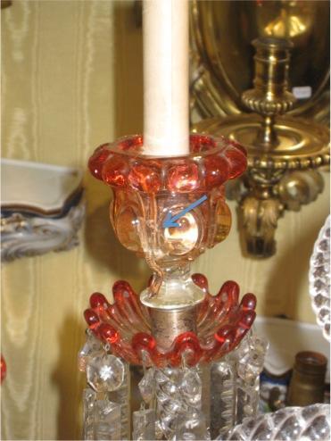 Rare Baccarat Rose Tiente Red & Amber Glass Chandelier
