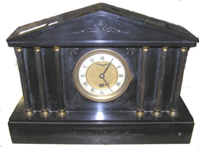 Black Slate Neoclassical Mantle Clock