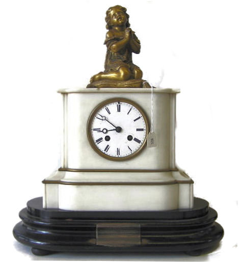 Antique Bronze & Marble Dedication Mantle Clock