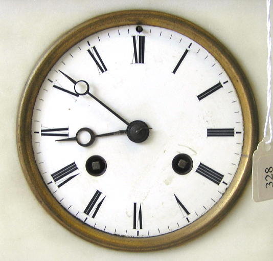 Antique Bronze & Marble Dedication Mantle Clock