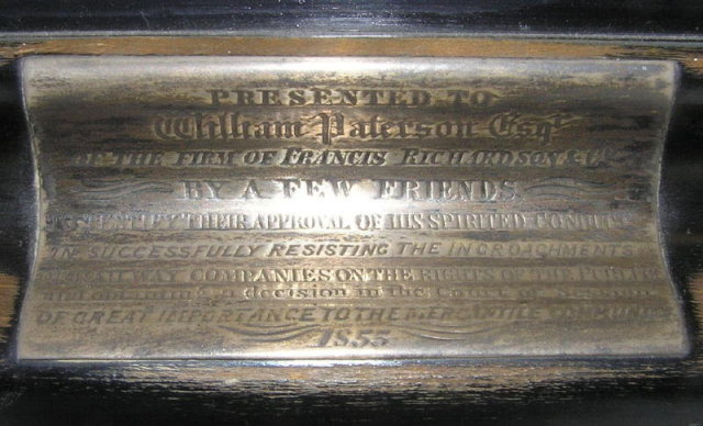 Antique Bronze & Marble Dedication Mantle Clock