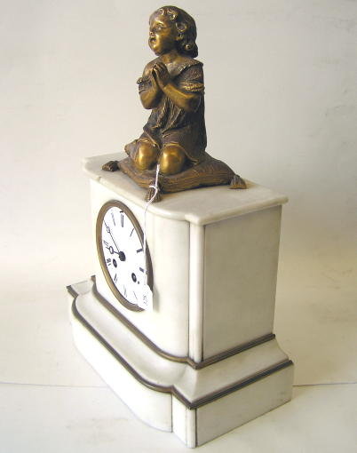 Antique Bronze & Marble Dedication Mantle Clock