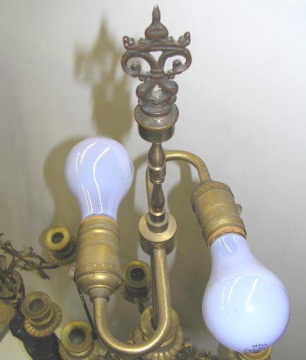 Pair Gilt Bronze Neo-Classical Candelabra Lamps