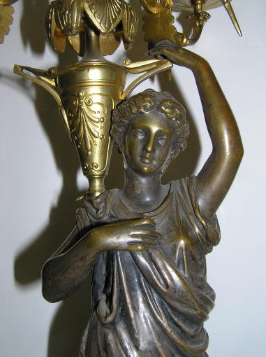 Pair Gilt Bronze Neo-Classical Candelabra Lamps