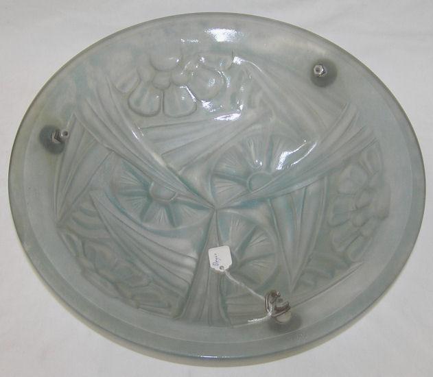 Degue French Art Deco Glass Plafonnier Coupe Lamp Chandelier