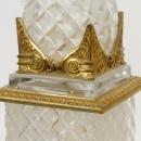 Pair Tall Antique French Empire Style Ormolu Metal & Cut Crystal Obelisks