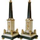Pair Antique French Louis XVI Ormolu Bronze & Marble Obelisks