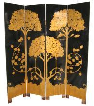 Paul Feher Art Deco Ebonized & Parcel Gilt Screen Room Divider