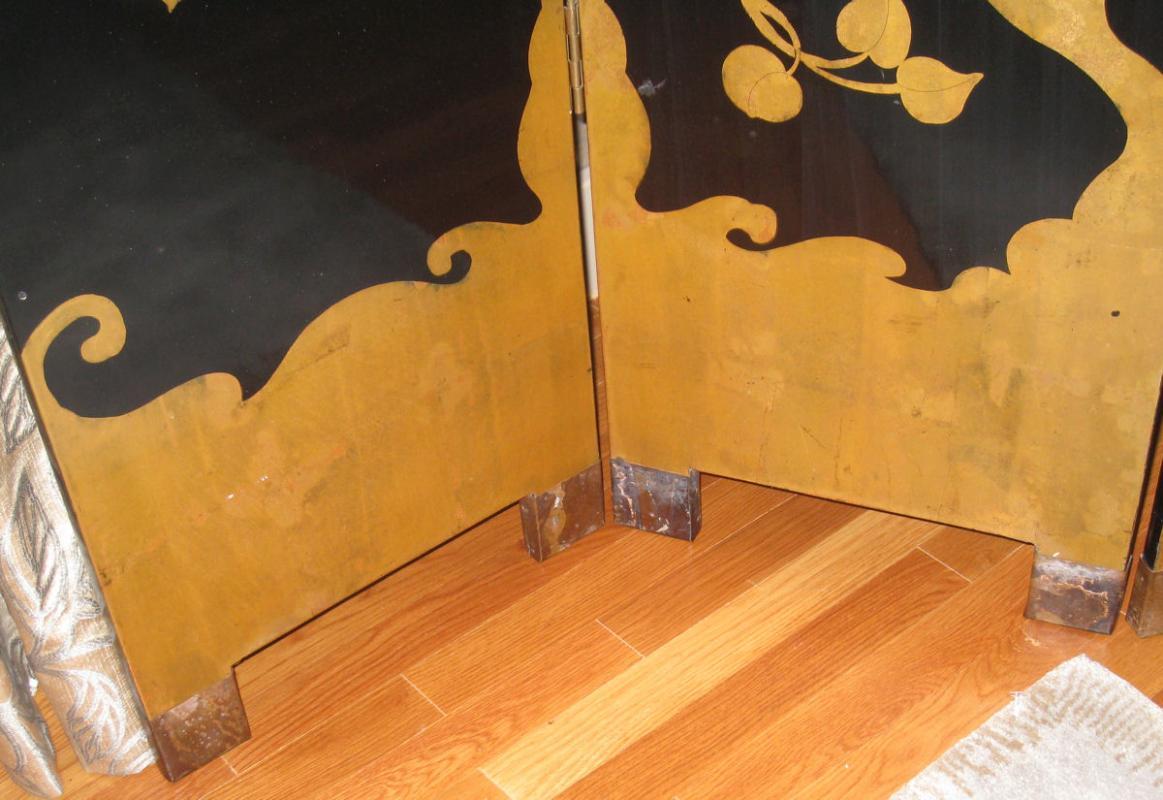 Paul Feher Art Deco Ebonized & Parcel Gilt Screen Room Divider