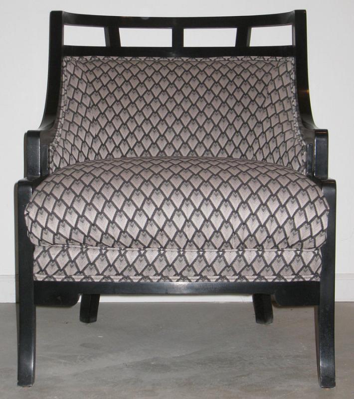 Jay Spectre Black Lacquered Chinoiserie Wallis Armchair for Century
