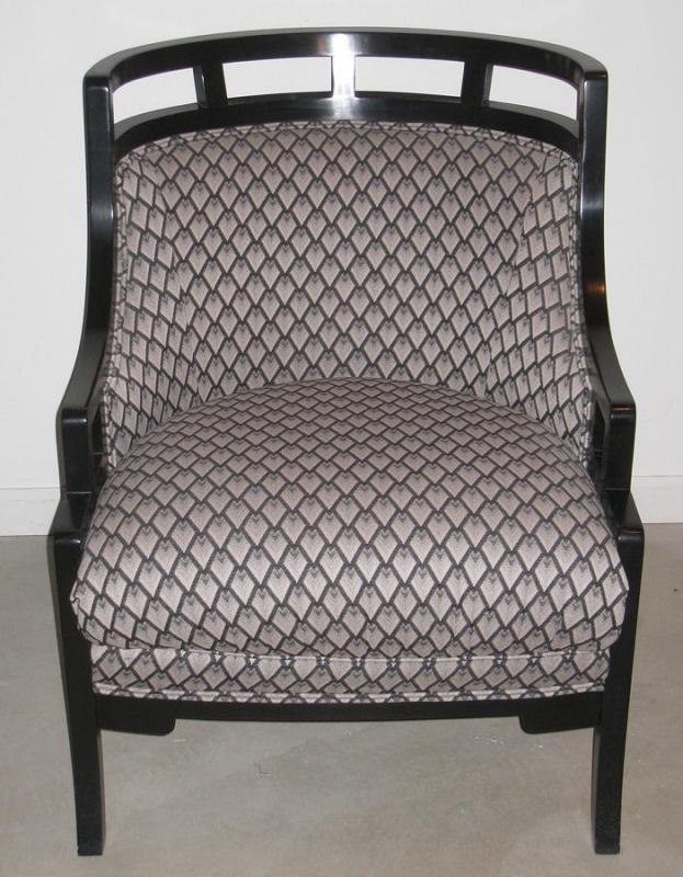 Jay Spectre Black Lacquered Chinoiserie Wallis Armchair for Century
