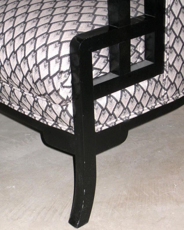 Jay Spectre Black Lacquered Chinoiserie Wallis Armchair for Century