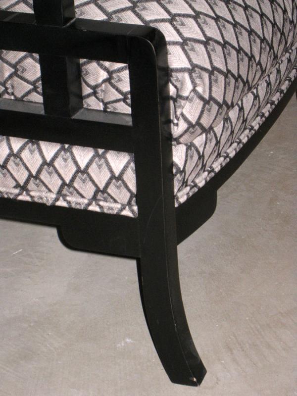 Jay Spectre Black Lacquered Chinoiserie Wallis Armchair for Century