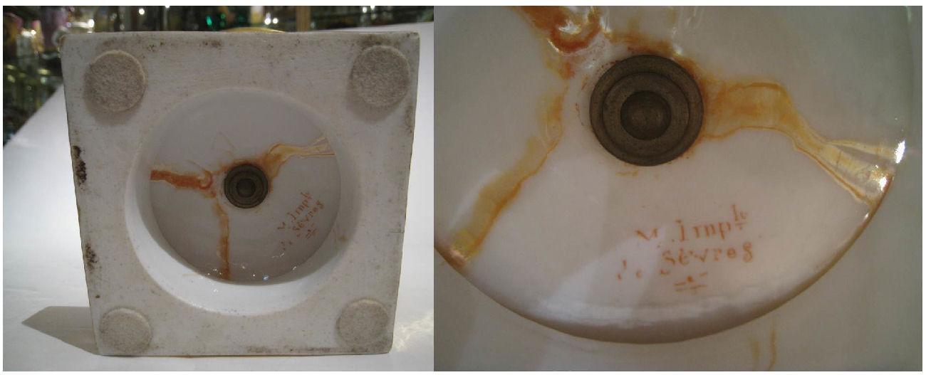 Pair Antique Sevres Napoleonic Empire Period Gilt Porcelain Campana Vases