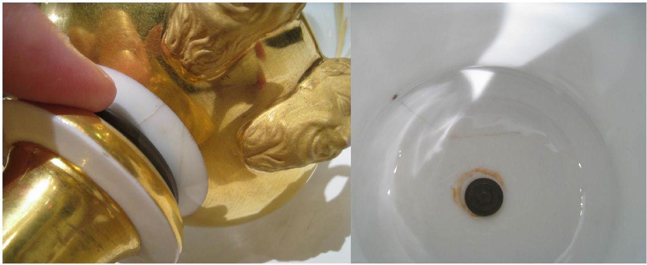 Pair Antique Sevres Napoleonic Empire Period Gilt Porcelain Campana Vases