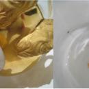 Pair Antique Sevres Napoleonic Empire Period Gilt Porcelain Campana Vases