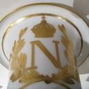 Pair Antique Sevres Napoleonic Empire Period Gilt Porcelain Campana Vases
