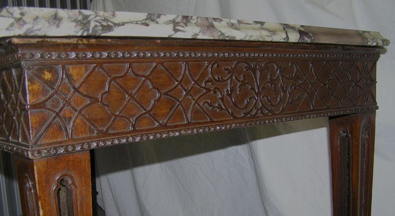 Antique Gothic Revival Marble Top Mahogany Center Table