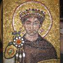 Italian Byzantine Emperor Justinian Mosaic Plaque by Carlo Signorini of Ravenna