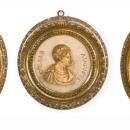 (3) Antique Roman Emperor Caesar Hardstone & Giltwood Plaques