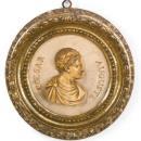 (3) Antique Roman Emperor Caesar Hardstone & Giltwood Plaques
