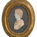 (3) Antique Roman Emperor Caesar Hardstone & Giltwood Plaques