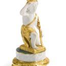 Pair Paris French Charles X Gilt Biscuit Porcelain Figural Baskets Tazzas