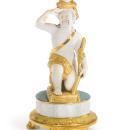 Pair Paris French Charles X Gilt Biscuit Porcelain Figural Baskets Tazzas