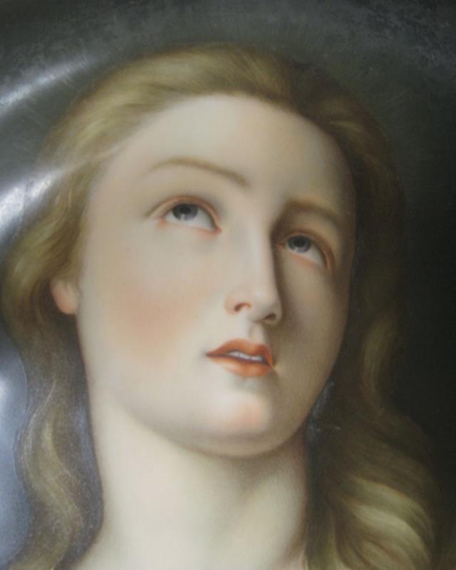 Antique Vienna Porcelain Charger Mary Magdalene After Guido Reni