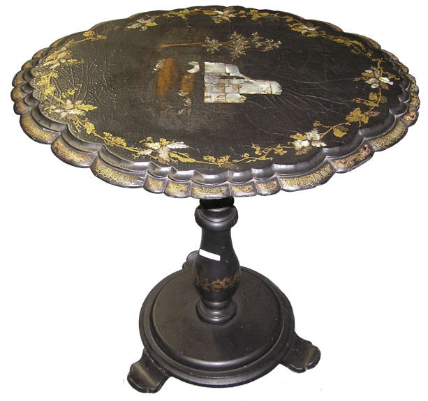 Japanese Papier Mache Lacquered Tilt-Top Table