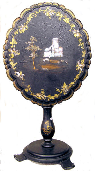 Japanese Papier Mache Lacquered Tilt-Top Table