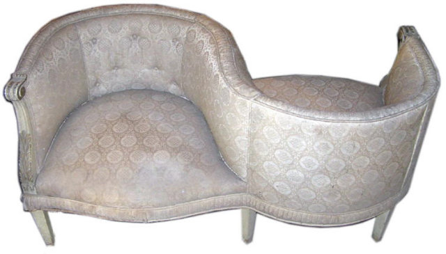 PAIR Antique Tete a Tete Confidante Sofas