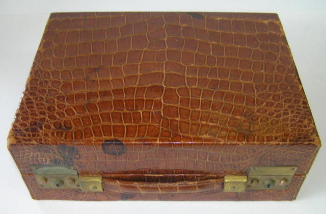 Art Deco Period Vanity Travel Case in Crocodile Leather by Asprey
