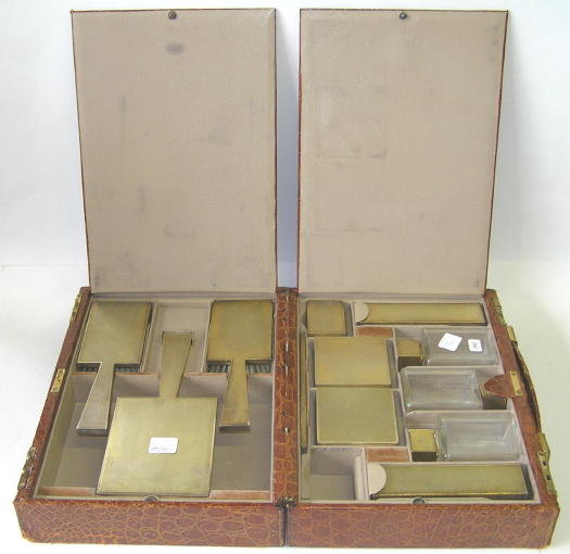 Art Deco Period Vanity Travel Case in Crocodile Leather by Asprey