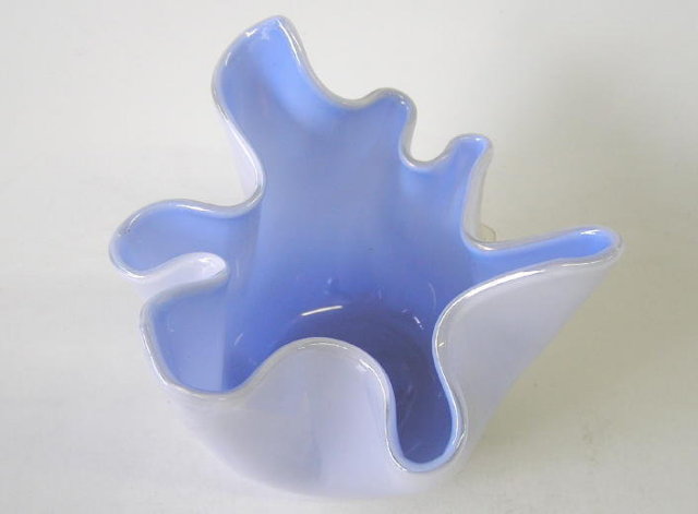 Venini Blue White Fazzoletto Napkin Vase