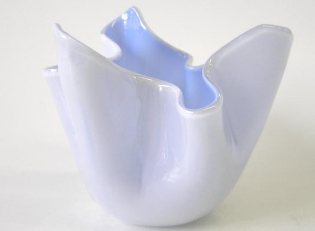 Venini Blue White Fazzoletto Napkin Vase