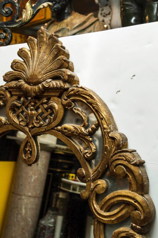 Antique French Louis XIV XV Style Carved Giltwood Overmantel Mirror