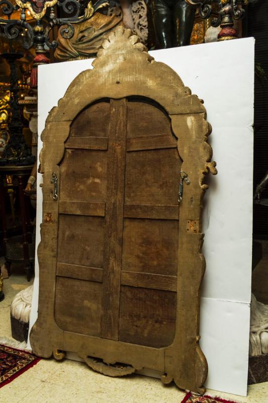 Antique French Louis XIV XV Style Carved Giltwood Overmantel Mirror