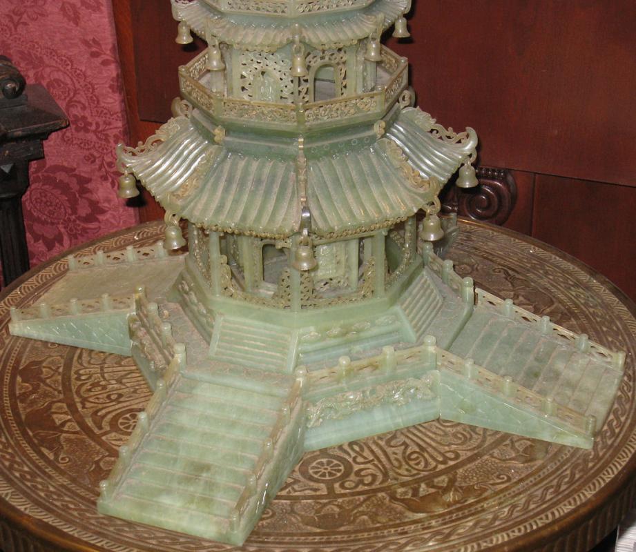 Antique Chinese Serpentine Stone Buddhist Pagoda 36 in (92 cm)