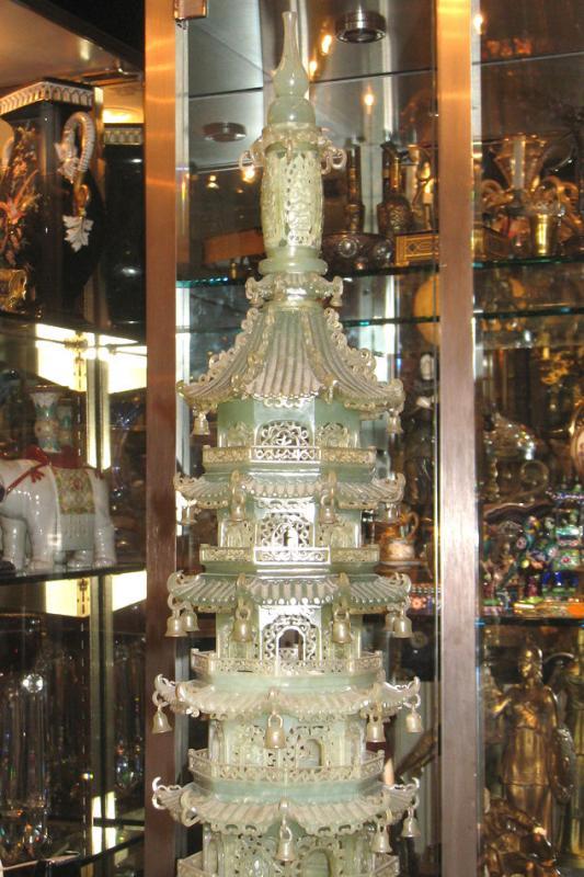 Antique Chinese Serpentine Stone Buddhist Pagoda 36 in (92 cm)