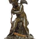 Antique Cupid Bronze Sculpture After Charles Gabriel Sauvage ( AKA Lemire )