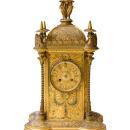 Antique French Napoleon III Gilt Metal Jewelled Mantle Clock