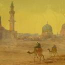 Orientalist Bedouin Arabs on Camelback Watercolor by Douglas Pinder