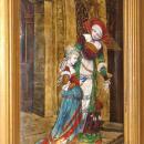 Antique Limoges French Enamel Plaque Medieval Court Scene