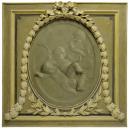 Antique Summer Allegorical Oil Painting with Cherubs or Putti En Grisaille