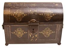 Antique Islamic Middle Eastern Damascene Steel Letter Box or Strong Box