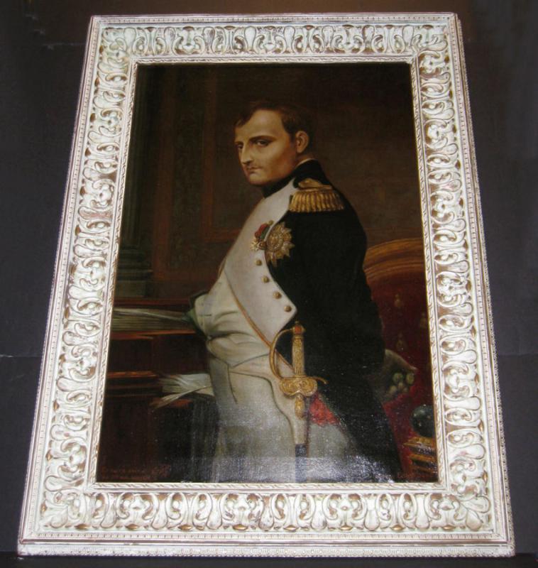 Antique Napoleon Portrait Oil Painting After Delaroche by Sellier Dated 1915